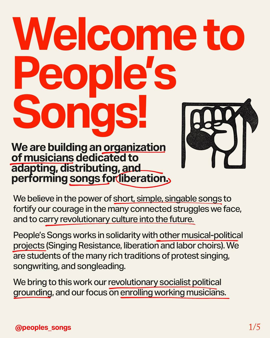 People's Songs Instagram post, slide 1 of 5